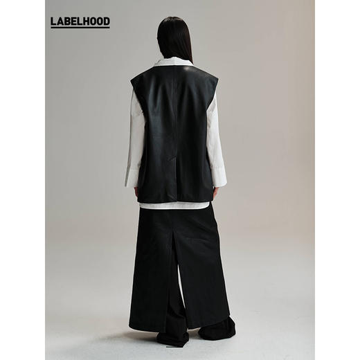 【HIDEMI×LABELHOOD】蕾虎联名简约无领廓形皮马甲外套 商品图2