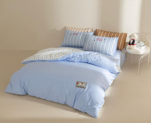 【四季可用】福利款！全棉马卡龙色系四件套  进口纱线卡通绣标 精致不乏高级感 柔软透气贴身舒适 商品图5