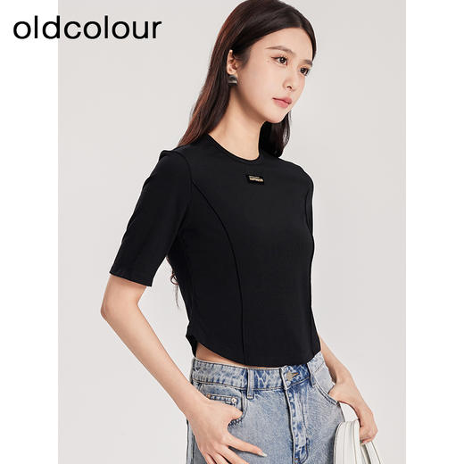 oldcolour春夏新品时尚气质鱼骨感中袖T恤女Q140212A1 商品图3