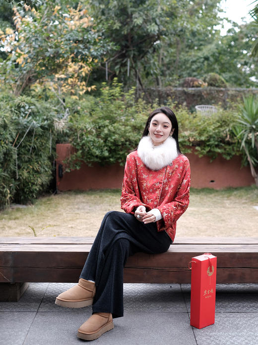 盛唐牡丹 |宋锦散花纹夹棉外套 商品图14