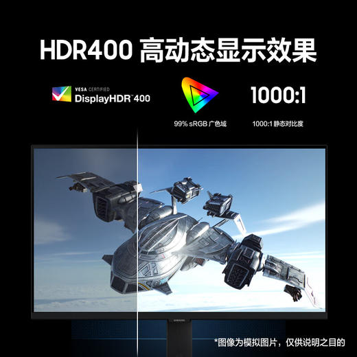 三星（SAMSUNG）27英寸 180Hz 2K 1ms(GTG) Fast IPS HDR400 护眼 旋转升降 玄龙骑士 电竞显示器 LS27DG502ECXXF 商品图7