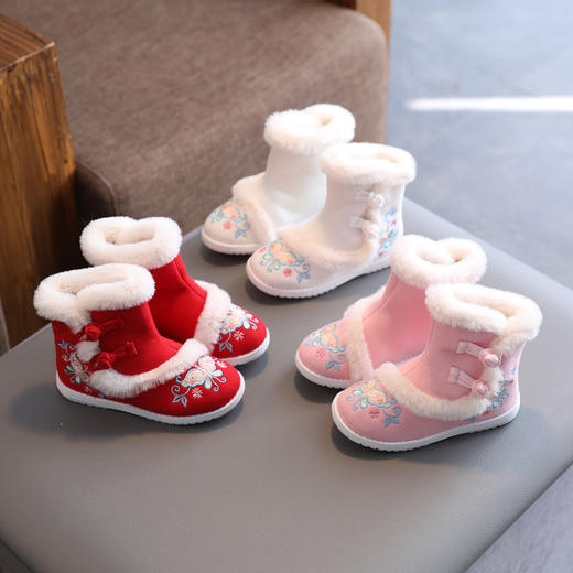 冬季加绒女童汉服鞋古风绣花鞋短靴BK5163 商品图1