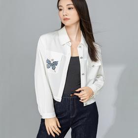 【高货xg】全新升级【铂金会员275/天猫369/差价94】(35508) 洛诗琳烫钻蝴蝶印花外套2025早春新款宽松百搭短款小外套