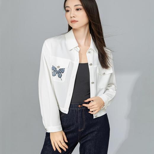 【高货xg】全新升级【铂金会员275/天猫369/差价94】(35508) 洛诗琳烫钻蝴蝶印花外套2025早春新款宽松百搭短款小外套 商品图0