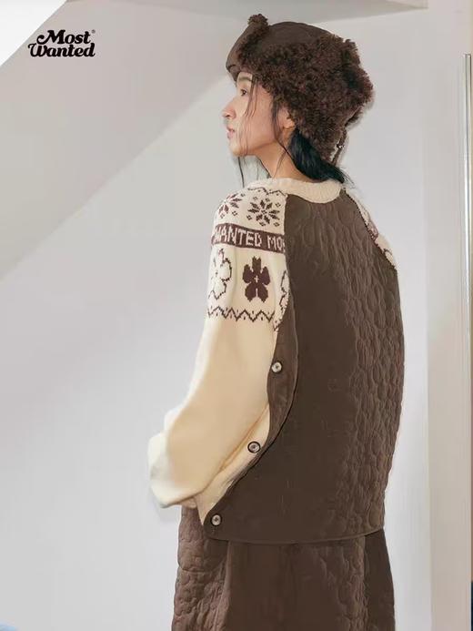 mostwantedlab彩虹/M2434183/小花绗棉针织拼接圆领毛衣 商品图3