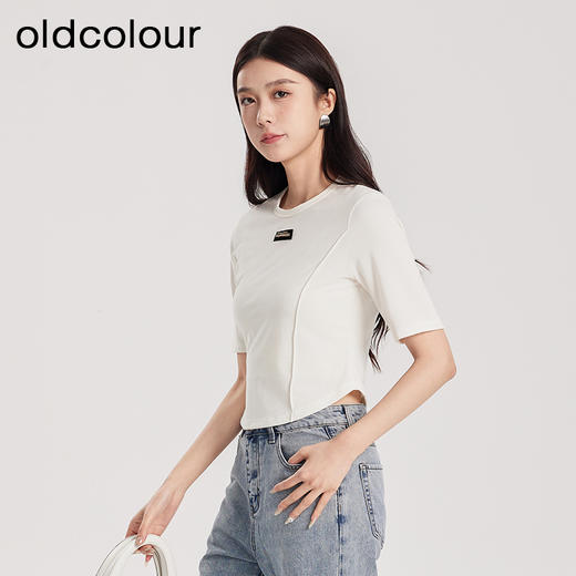 oldcolour春夏新品时尚气质鱼骨感中袖T恤女Q140212A1 商品图2