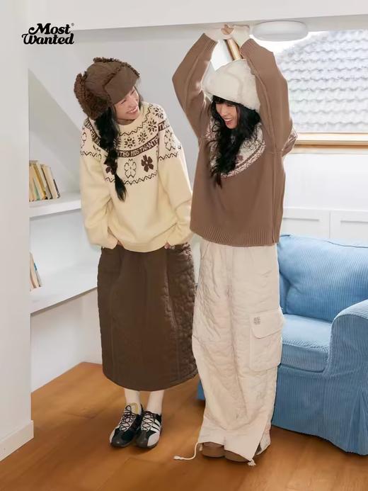 mostwantedlab彩虹/M2434183/小花绗棉针织拼接圆领毛衣 商品图0