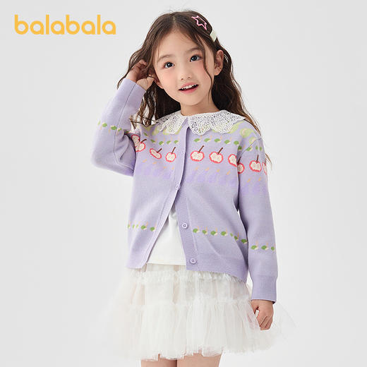 巴拉巴拉童装女童毛衫提花针织衫2025春新款开衫甜美 商品图1