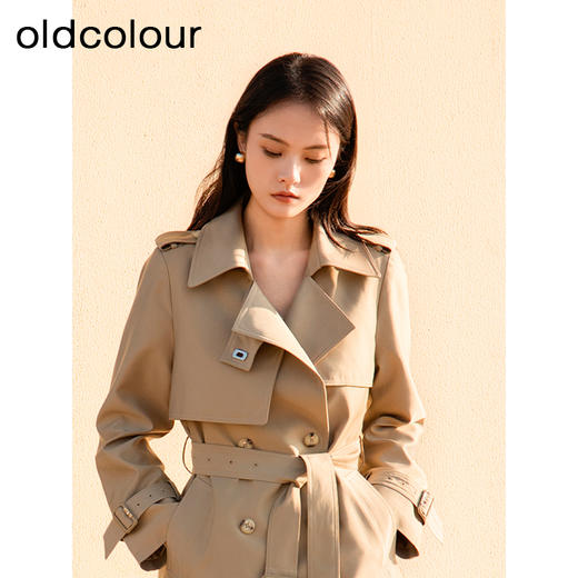 oldcolour春季新款卡其色日系简约宽松高级感风衣外套女Q110413A1 商品图3