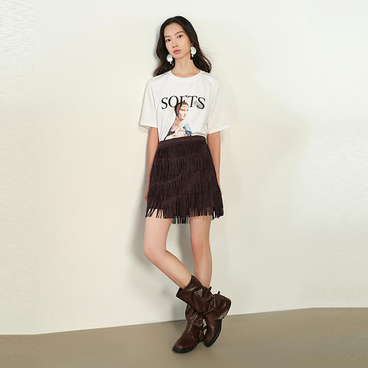 NEELLY纳俪商场同款春季新款圆领休闲短袖T恤女字母印花上衣N25012T01041 商品图1