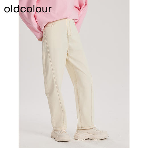 oldcolour春季新品时尚纯色气质百搭水洗牛仔长裤女Q131106A1 商品图2