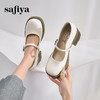 Safiya/索菲娅2025法式复古玫瑰金属扣方头粗方高跟浅口玛丽珍鞋SFD1111246 商品缩略图4