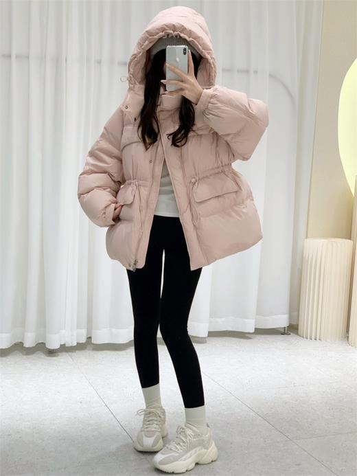 现货【YW】无忧购韩版中长款收腰显瘦50%白鸭绒连帽百搭羽绒服外套24012#（截单后3-5天发货) 商品图1