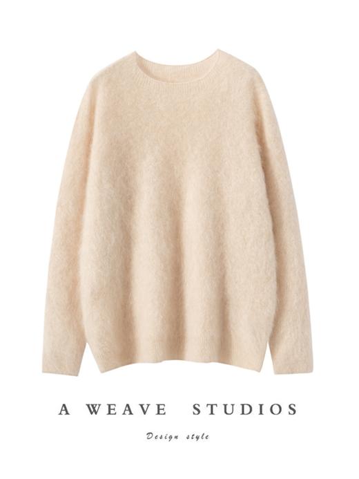 【源头工厂】100纯山羊绒一线成衣无缝拉绒圆领超A级针织衫毛衣 商品图3