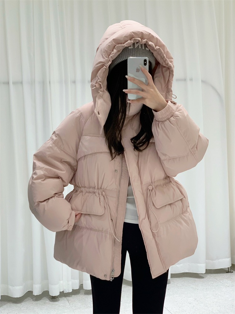 现货【YW】无忧购韩版中长款收腰显瘦50%白鸭绒连帽百搭羽绒服外套24012#（截单后3-5天发货)