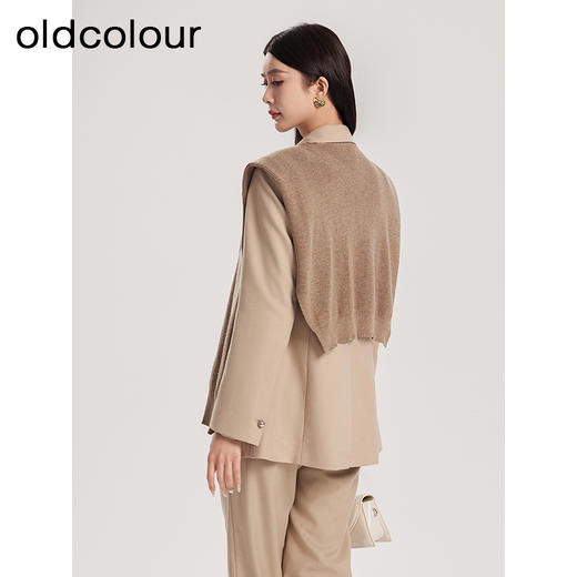 oldcolour春新款卡其色休闲简约职场通勤披肩西装外套女Q110417A1 商品图4