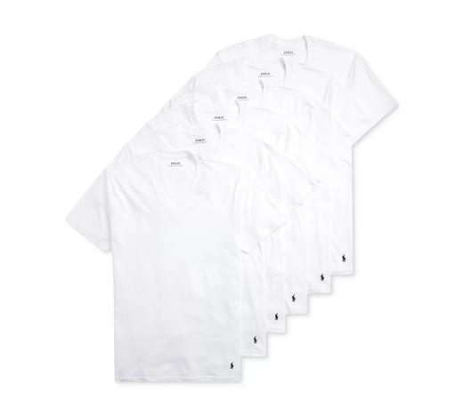新年好价！RL拉夫劳伦男士小V领 基础款白T恤6件装 只要399，一件T恤的钱买6件无敌划算！只有S码 商品图0
