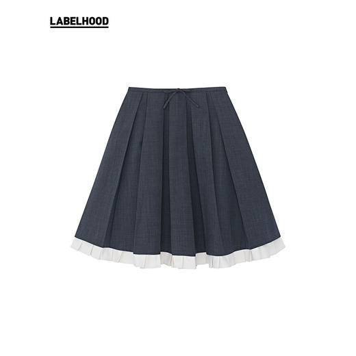 【SHUSHUTONG】蕾虎简约裙边装饰百褶中长伞裙经典款半裙 商品图4