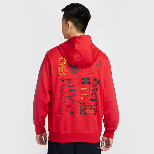 Nike耐克男子卫衣红色本命年宇航员印花连帽运动套头衫HQ8595-657 商品图1