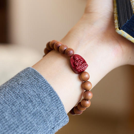 【芭比檀紫金砂生肖守护佛手串】敦煌生肖守护神手串 芭比檀朱砂本命佛串珠 商品图3