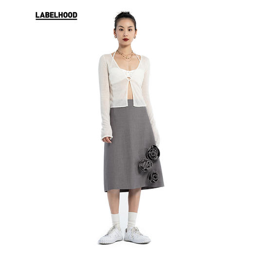 【Serrer×LABELHOOD】蕾虎联名款时尚玫瑰装饰中长半裙 商品图2