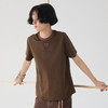 谜底古铜色T恤短袖女2025春季新品圆领刺绣百搭宽松上衣251MT0005 商品缩略图1