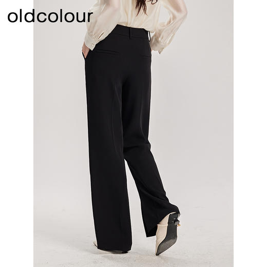 oldcolour春季新品时尚通勤开叉微喇高腰显瘦长裤女Q140703A1 商品图4