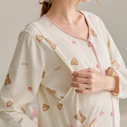 芬腾月子服春秋季纯棉长袖睡衣女产妇产后哺乳喂奶孕妇家居服套装 商品图1