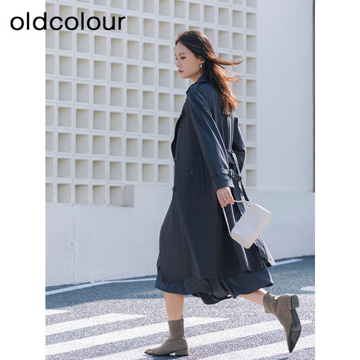 oldcolour春季新款韩系休闲简约气质宽松显瘦风衣外套女Q110405A1 商品图2