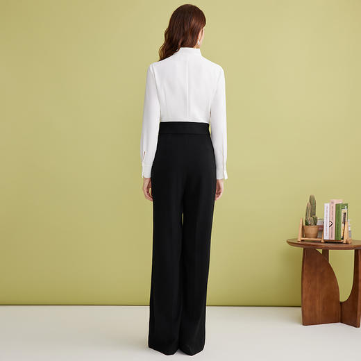 EITIE爱特爱气质飘带撞色收腰通勤显瘦阔腿连体裤2025春季新款A2512501 商品图4