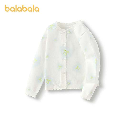 巴拉巴拉童装女童毛衫蝴蝶结提花开衫2025春新款开衫 商品图4