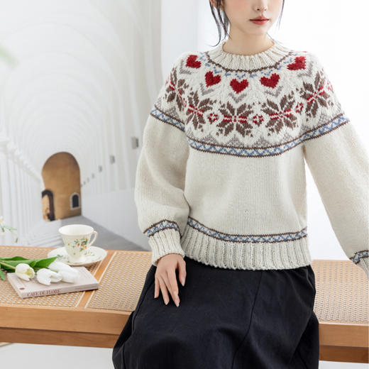 苏苏姐家千雪提花毛衣手工diy衣服羊毛毛线团棒针编织材料包 商品图3