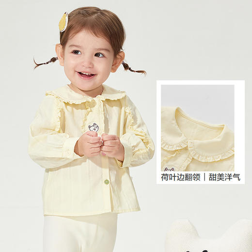 巴拉巴拉童装婴儿长袖衬衫宝宝上衣女童荷叶边翻领甜美文艺气质萌 商品图3