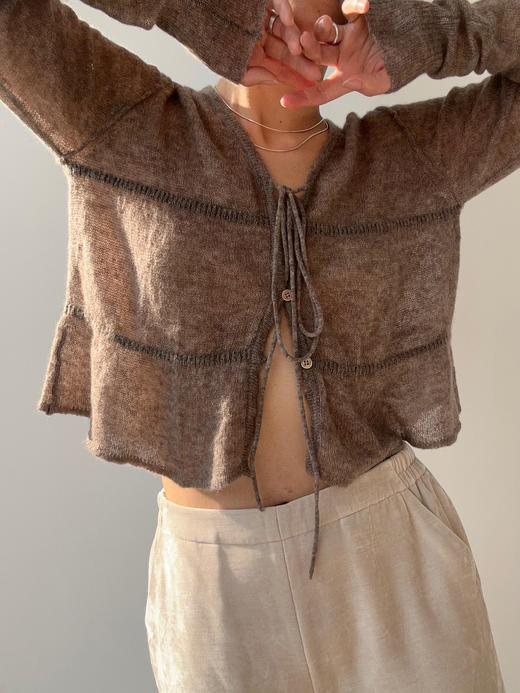 TU｜C05AW24-KW01 系带超轻针织开衫 [ 黑BK00 / 白WT00 / 棕BR00 ] 商品图7