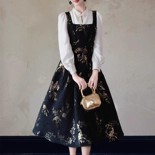 裁缝学苑AS406新中式国风假两件连衣裙纸样女装收腰复古长裙子样板打板 商品图2