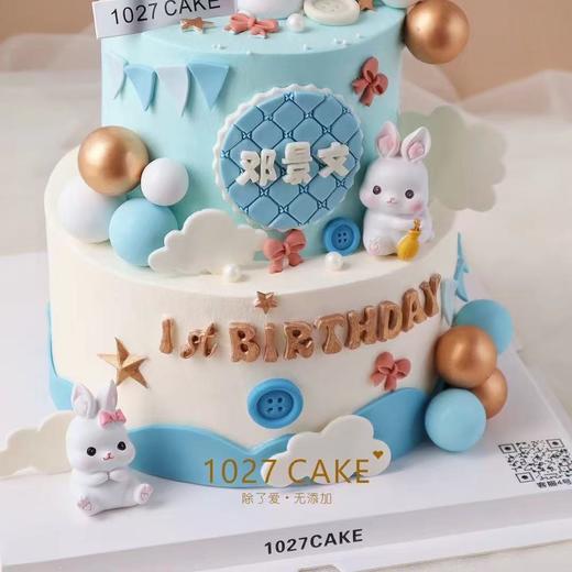 1027CAKE |  满月 百天 周岁蛋糕 兔子宝宝主题 颜色生肖可更改 商品图1