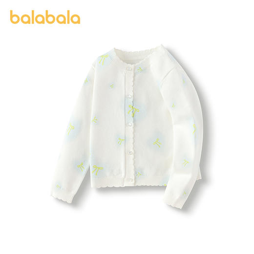 巴拉巴拉童装女童毛衫蝴蝶结提花开衫2025春新款开衫 商品图0
