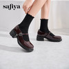 Safiya/索菲娅2025法式复古玫瑰金属扣方头粗方高跟浅口玛丽珍鞋SFD1111246 商品缩略图0