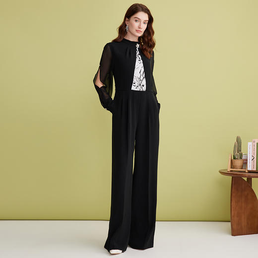 EITIE爱特爱时尚设计感印花立领气质高腰连体裤2025春季新款A2512503 商品图2