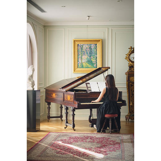 独角鹿西洋古董 19世纪英国著名钢琴品牌John Broadwood & Sons签名出品繁花乐器主题细木镶嵌装饰三角钢琴 商品图1