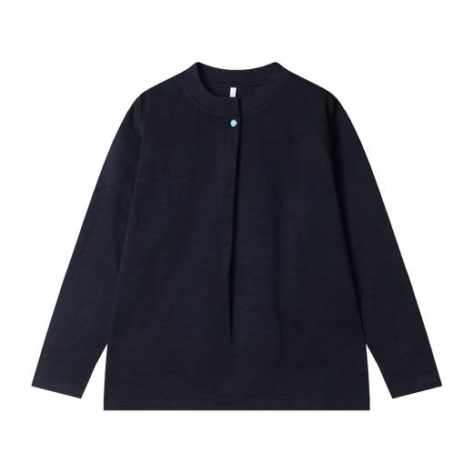 T2223秋冬季新款时尚个性圆领纽扣纯色设计感小众设计百搭宽松休闲上衣 商品图1