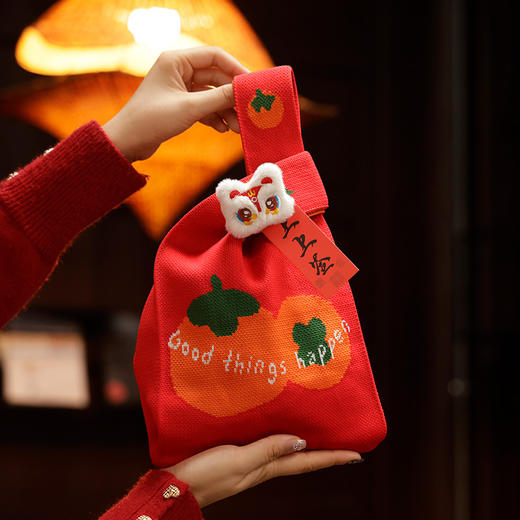 【新年针织袋】手腕包蛇年拜年小手提袋饼干糖果礼品袋春节实用针织袋子。ry 商品图2