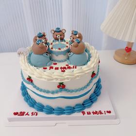 警察叔叔立体小动物复古蛋糕-低糖处理无添加