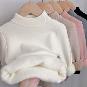 【年终特价99元/2件】【A类品质，加绒加厚】冬季儿童一体绒半高领毛衣 男童女童加厚针织毛衣