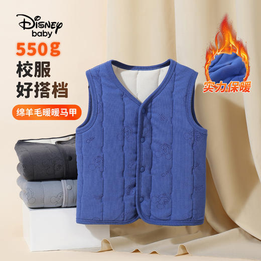 【校服神器550g含绵羊毛】【110-130】【迪士尼】男女童加厚保暖马甲保暖上装 商品图2