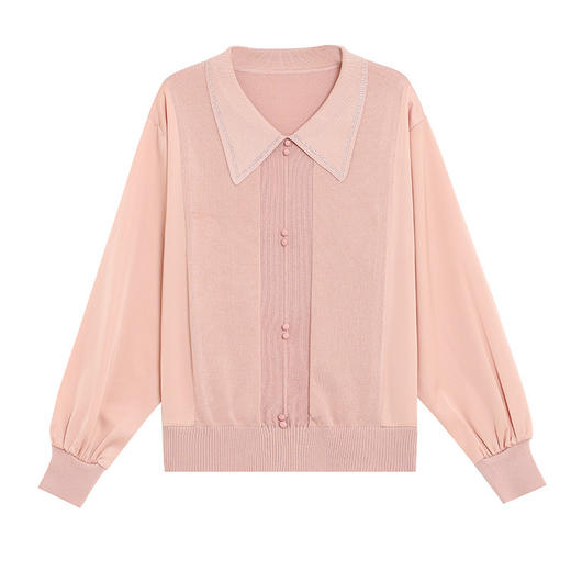 CC-BSM-737针织t恤女士娃娃翻领遮肚子显瘦上衣2025新款春秋打底衫 商品图4