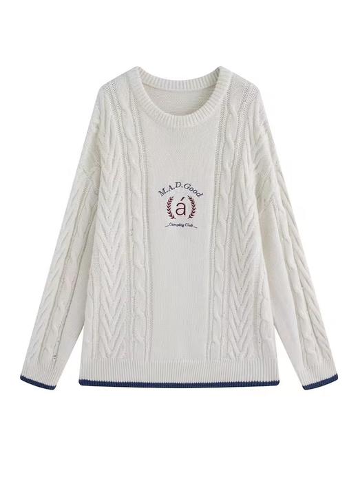 马得工地/ MDGDMY244474/学院绣花撞色罗纹毛衣 商品图3