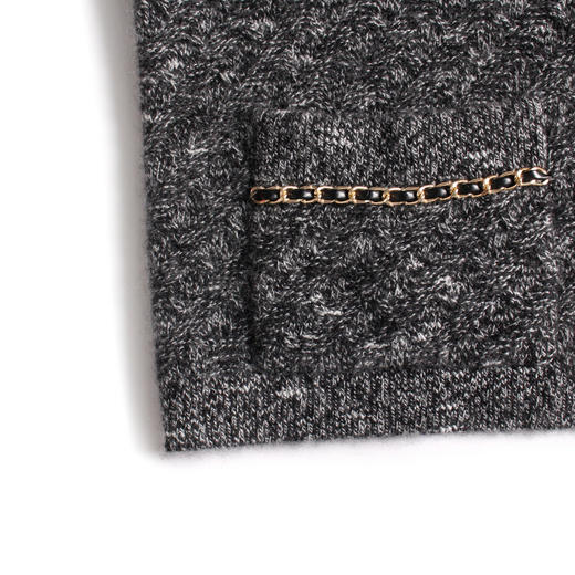 100%山羊绒小香风装饰圆领羊绒外套（黑白夹花、灰蓝夹花部分尺码预售10-15天发货） 商品图8