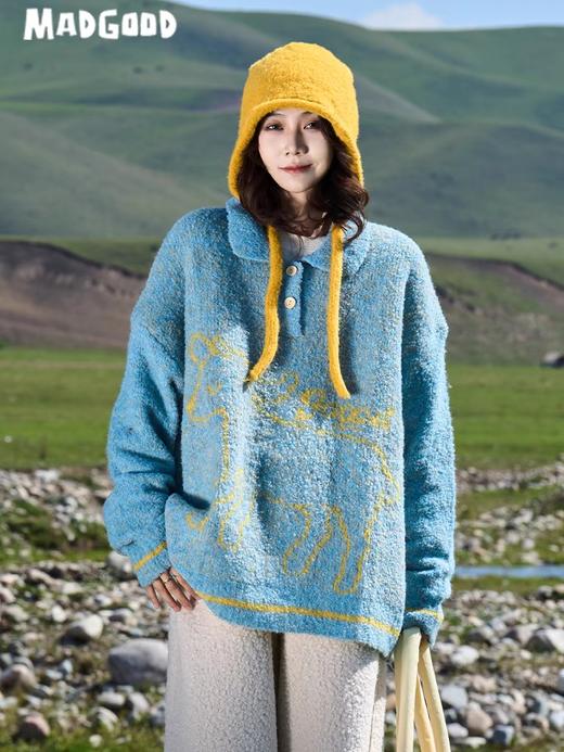 马得工地/ MDGDMY244443/圣诞款小羊polo领毛衣 商品图2