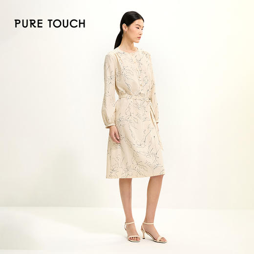 pure touch女士印花职业通勤收腰连衣裙1349251005 商品图2